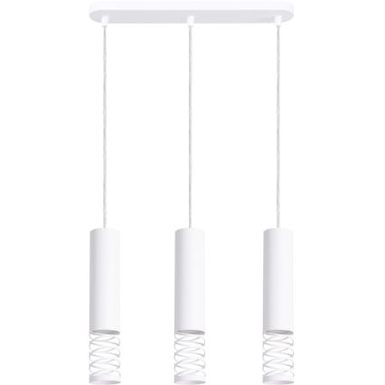 Ljuskrona med textilsladd LAMI 3xGU10/10W/230V vit