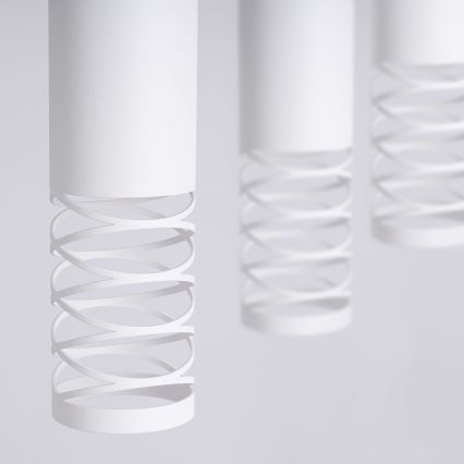 Ljuskrona med textilsladd LAMI 3xGU10/10W/230V vit