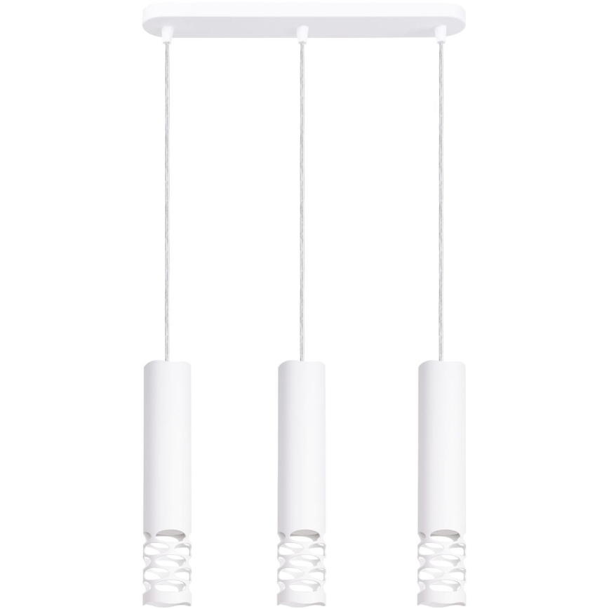 Ljuskrona med textilsladd LIRO 3xGU10/10W/230V vit