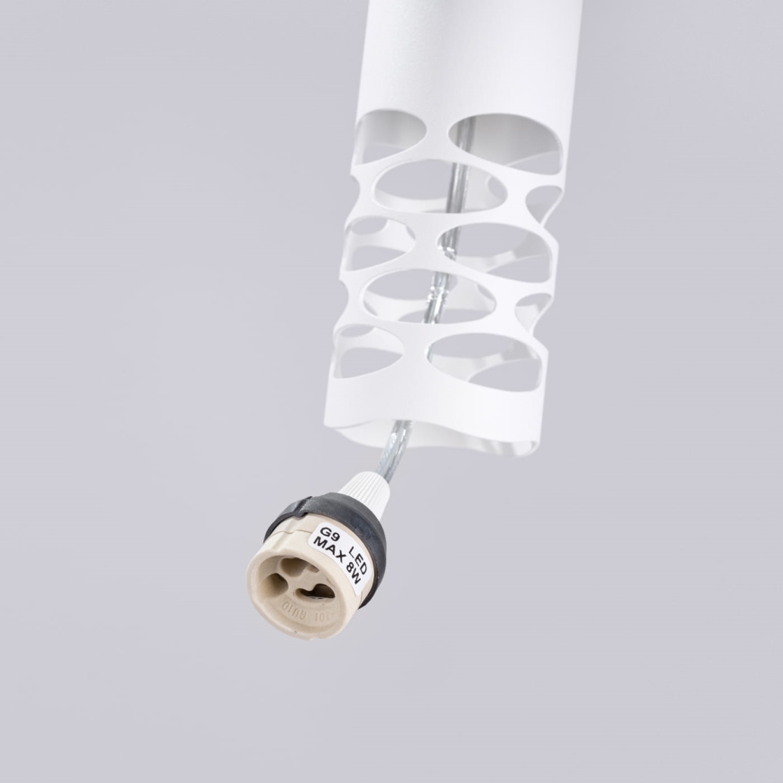Ljuskrona med textilsladd LIRO 3xGU10/10W/230V vit