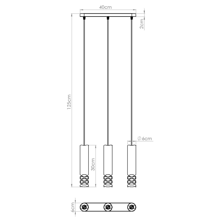 Ljuskrona med textilsladd LIRO 3xGU10/10W/230V vit