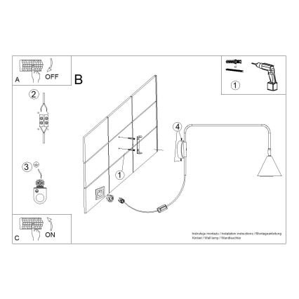 Vägglampa NOX 1xE14/10W/230V guld