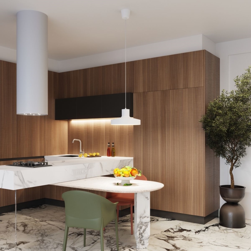 Ljuskrona med textilsladd BILO 1xE27/15W/230V diameter 35 cm vit