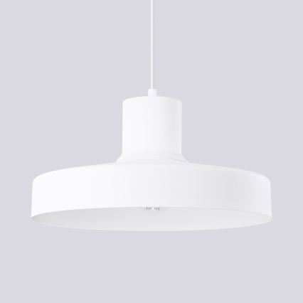 Ljuskrona med textilsladd BILO 1xE27/15W/230V diameter 35 cm vit