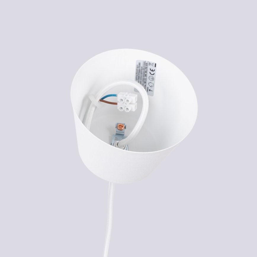 Ljuskrona med textilsladd BILO 1xE27/15W/230V diameter 35 cm vit