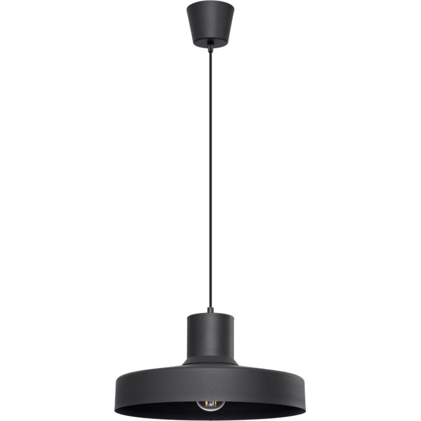 Ljuskrona med textilsladd BILO 1xE27/15W/230V diameter 35 cm svart