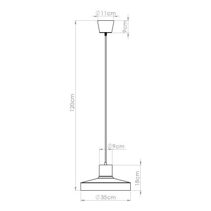 Ljuskrona med textilsladd BILO 1xE27/15W/230V diameter 35 cm svart