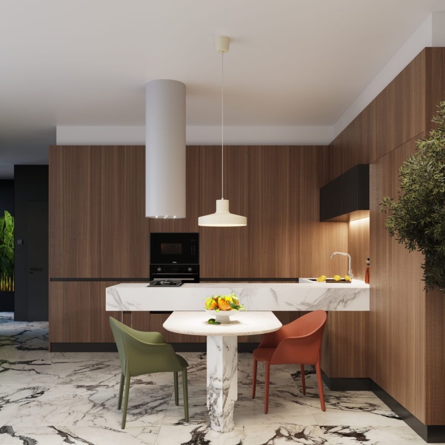 Ljuskrona med textilsladd BILO 1xE27/15W/230V diameter 35 cm grädde