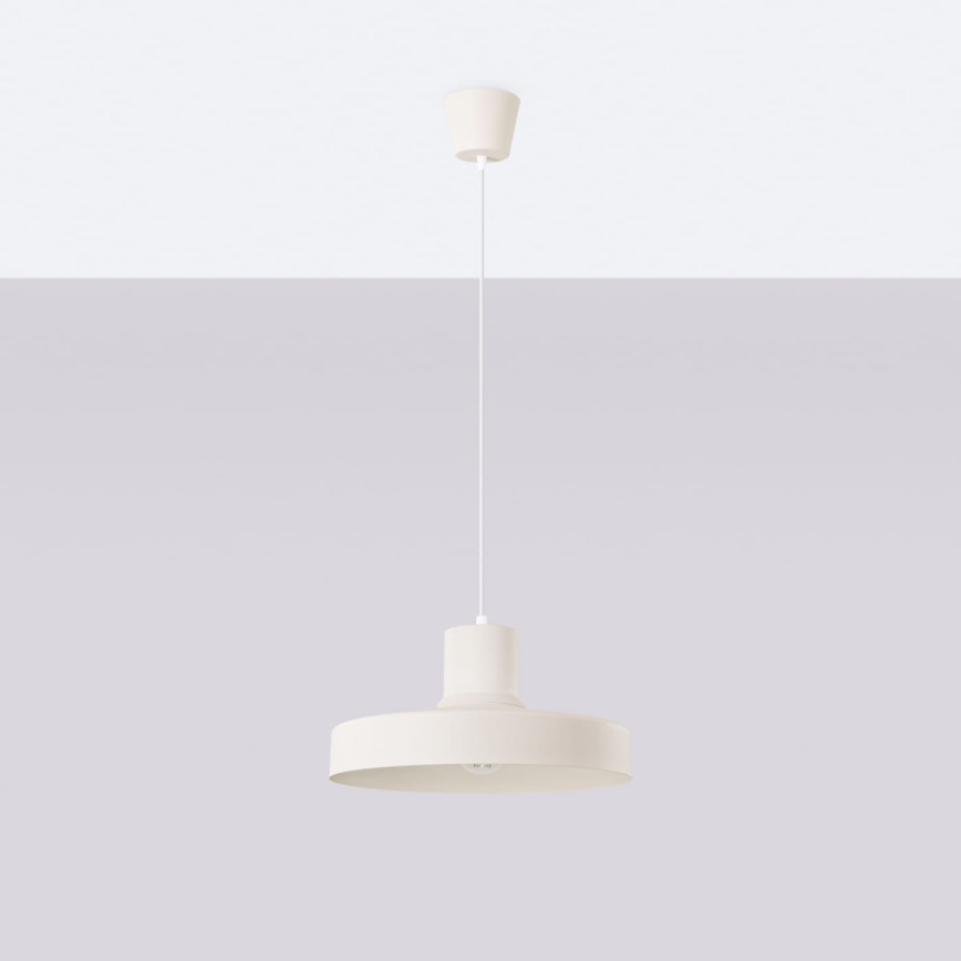 Ljuskrona med textilsladd BILO 1xE27/15W/230V diameter 35 cm grädde