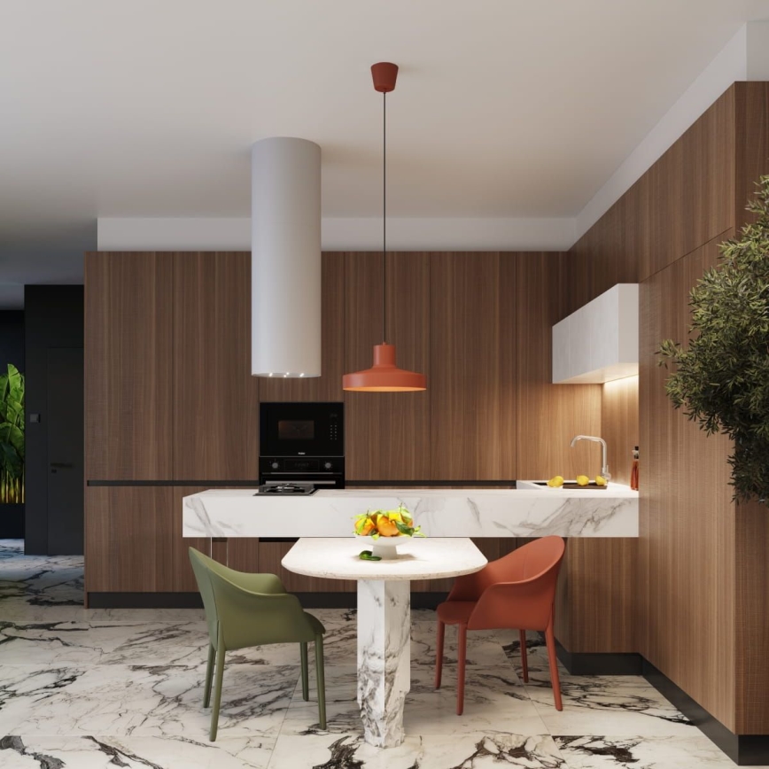 Ljuskrona med textilsladd BILO 1xE27/15W/230V diameter 35 cm orange