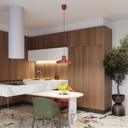 Ljuskrona med textilsladd BILO 1xE27/15W/230V diameter 35 cm orange