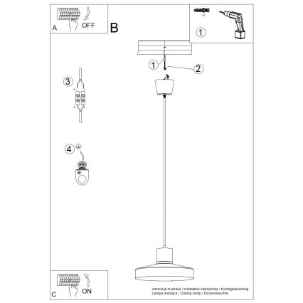 Ljuskrona med textilsladd BILO 1xE27/15W/230V diameter 35 cm orange