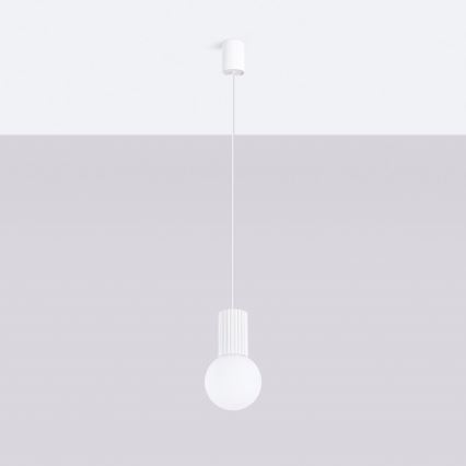 Ljuskrona med textilsladd HALO 1xG9/8W/230V diameter 12 cm vit