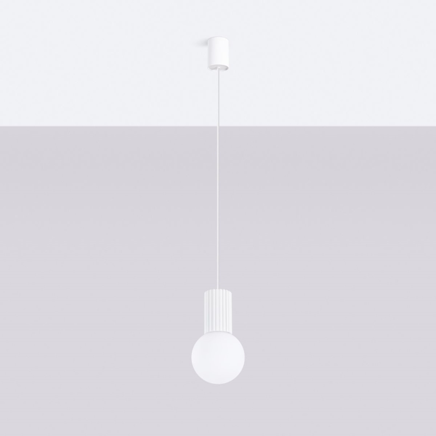 Ljuskrona med textilsladd HALO 1xG9/8W/230V diameter 12 cm vit