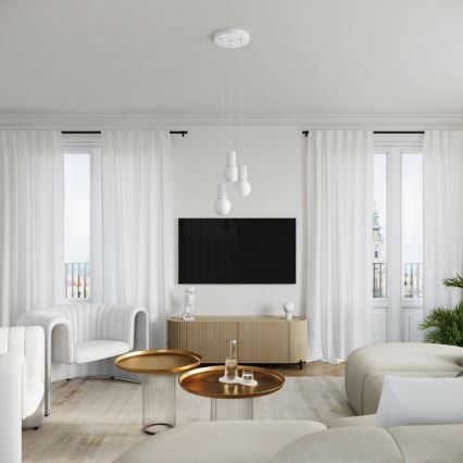 Ljuskrona med textilsladd HALO 3xG9/8W/230V diameter 25 cm vit