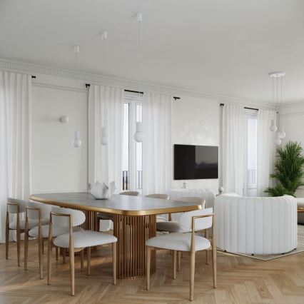 Ljuskrona med textilsladd HALO 3xG9/8W/230V diameter 25 cm vit