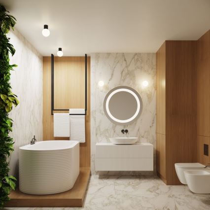 Badrum takbelysning HALO 1xG9/8W/230V diameter 12 cm IP44 svart