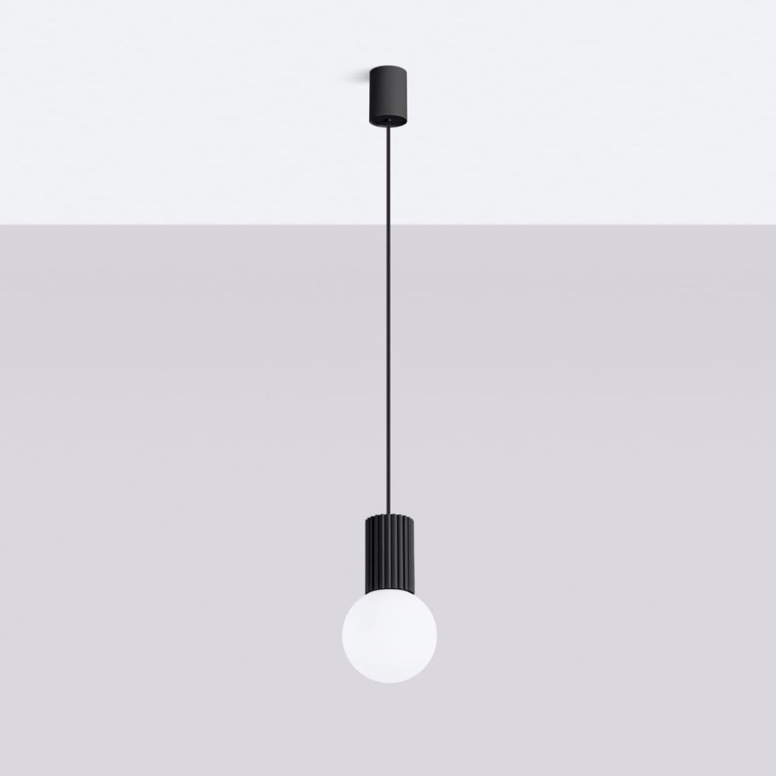 Ljuskrona med textilsladd HALO 1xG9/8W/230V diameter 12 cm svart