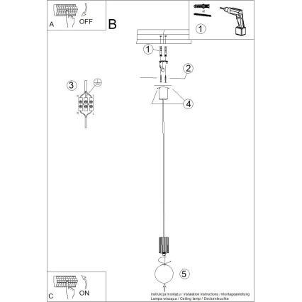 Ljuskrona med textilsladd HALO 1xG9/8W/230V diameter 12 cm svart