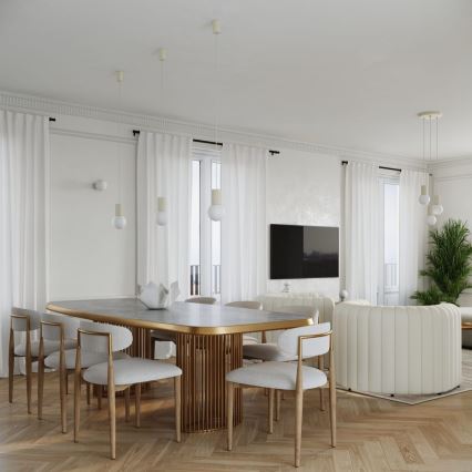 Ljuskrona med textilsladd HALO 1xG9/8W/230V diameter 12 cm grädde