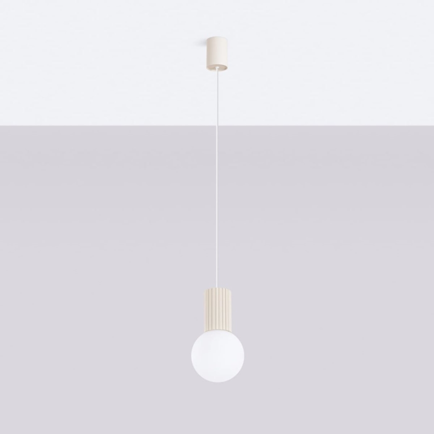 Ljuskrona med textilsladd HALO 1xG9/8W/230V diameter 12 cm grädde