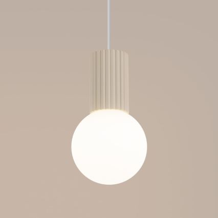 Ljuskrona med textilsladd HALO 1xG9/8W/230V diameter 12 cm grädde