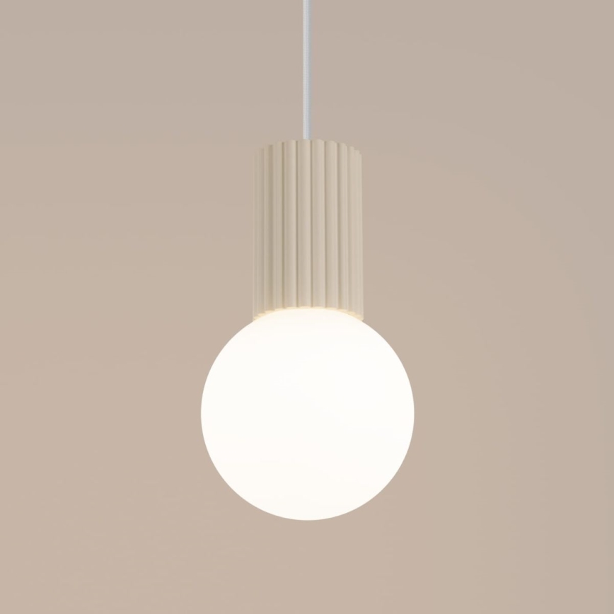 Ljuskrona med textilsladd HALO 1xG9/8W/230V diameter 12 cm grädde