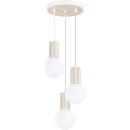 Ljuskrona med textilsladd HALO 3xG9/8W/230V diameter 25 cm grädde