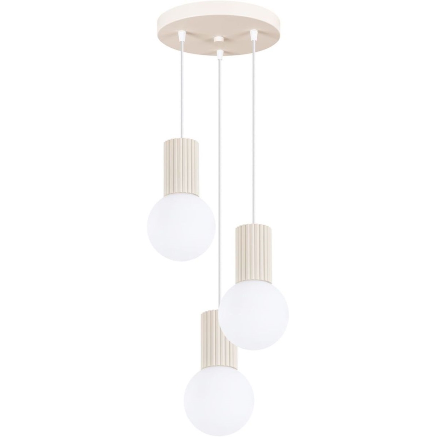 Ljuskrona med textilsladd HALO 3xG9/8W/230V diameter 25 cm grädde