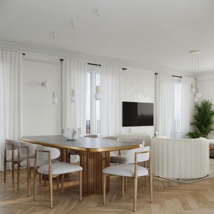 Ljuskrona med textilsladd HALO 3xG9/8W/230V diameter 25 cm grädde