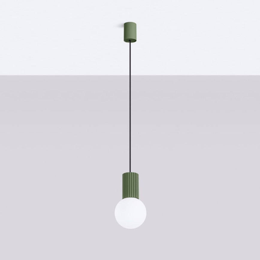 Ljuskrona med textilsladd HALO 1xG9/8W/230V diameter 12 cm grön