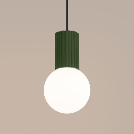 Ljuskrona med textilsladd HALO 1xG9/8W/230V diameter 12 cm grön