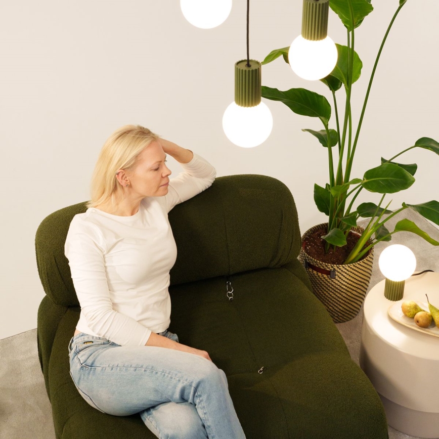 Ljuskrona med textilsladd HALO 3xG9/8W/230V diameter 25 cm grön