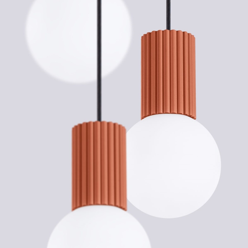 Ljuskrona med textilsladd HALO 3xG9/8W/230V diameter 25 cm orange