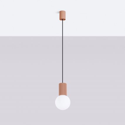 Ljuskrona med textilsladd HALO 1xG9/8W/230V diameter 12 cm brun