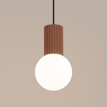 Ljuskrona med textilsladd HALO 1xG9/8W/230V diameter 12 cm brun