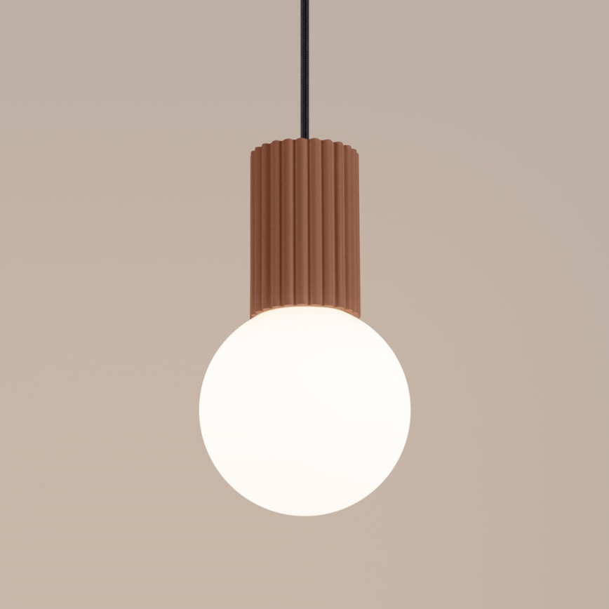 Ljuskrona med textilsladd HALO 1xG9/8W/230V diameter 12 cm brun