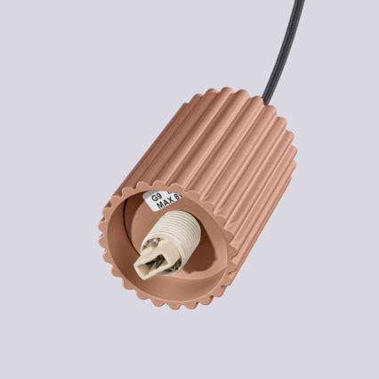 Ljuskrona med textilsladd HALO 1xG9/8W/230V diameter 12 cm brun