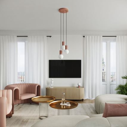 Ljuskrona med textilsladd HALO 3xG9/8W/230V diameter 25 cm brun