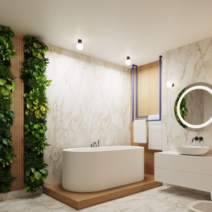 Vägglampa för badrum HALO 1xG9/8W/230V diameter 12 cm IP44 blå