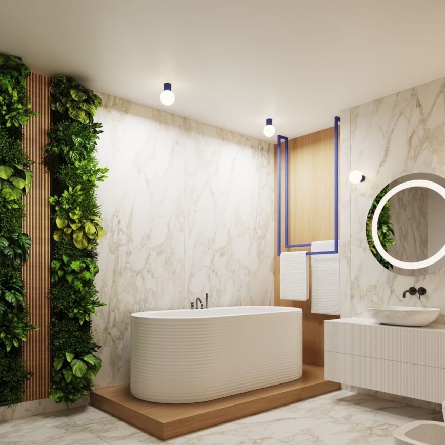 Vägglampa för badrum HALO 1xG9/8W/230V diameter 12 cm IP44 blå