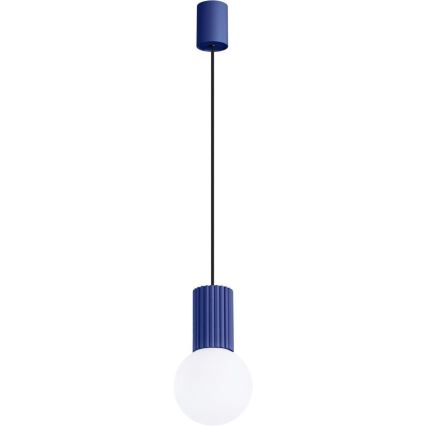 Ljuskrona med textilsladd HALO 1xG9/8W/230V diameter 12 cm blå