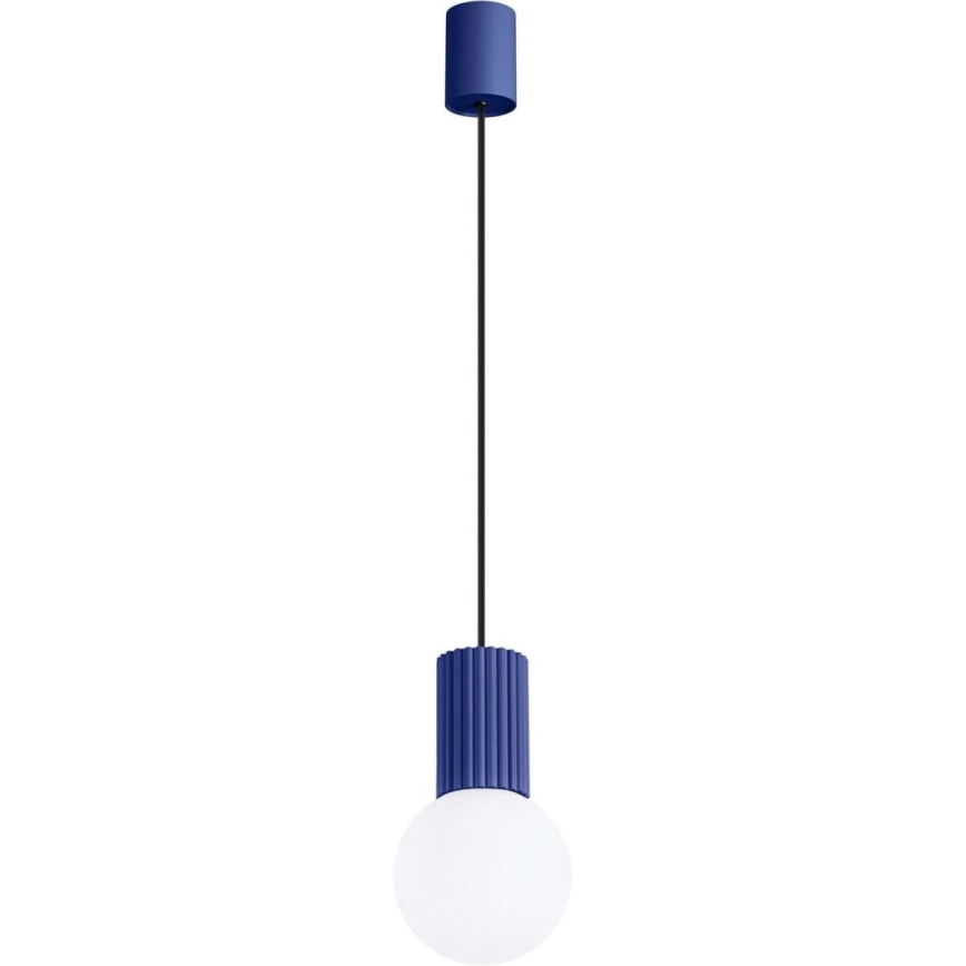 Ljuskrona med textilsladd HALO 1xG9/8W/230V diameter 12 cm blå