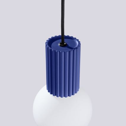 Ljuskrona med textilsladd HALO 1xG9/8W/230V diameter 12 cm blå