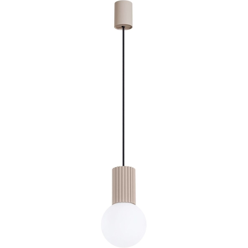 Ljuskrona med textilsladd HALO 1xG9/8W/230V diameter 12 cm beige