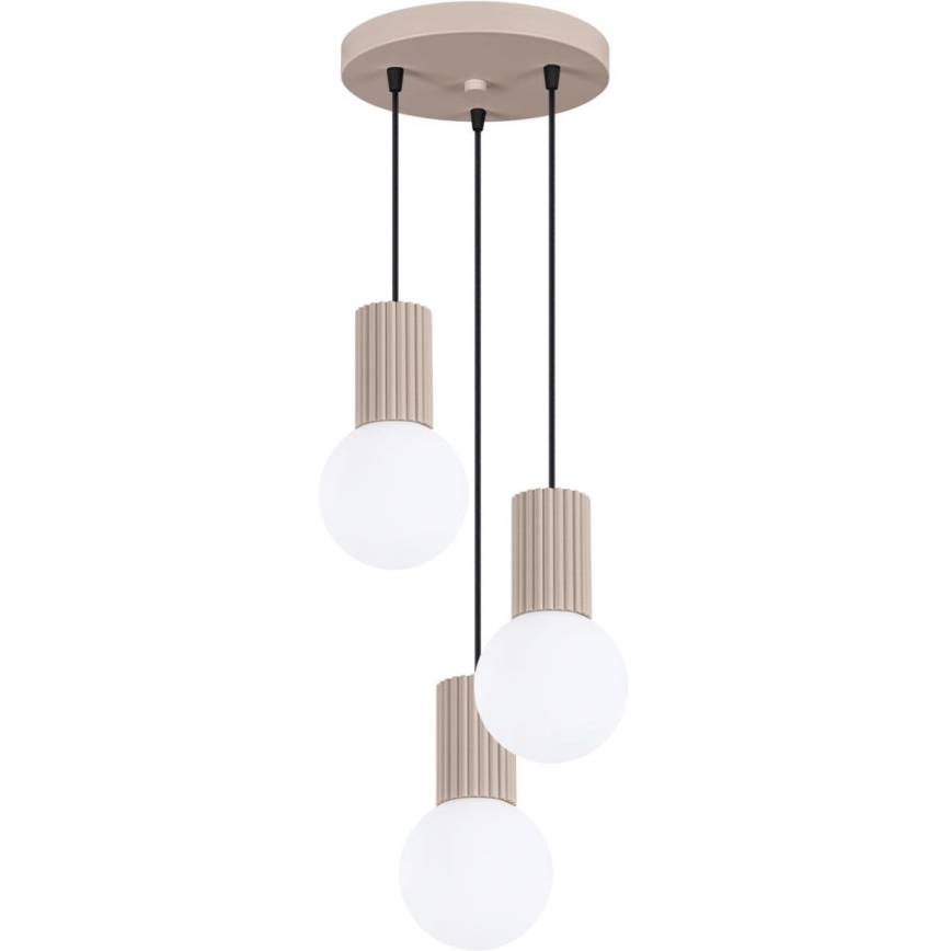 Ljuskrona med textilsladd HALO 3xG9/8W/230V diameter 25 cm beige