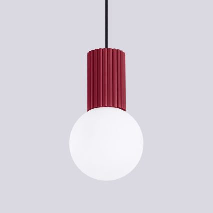 Ljuskrona med textilsladd HALO 1xG9/8W/230V diameter 12 cm röd