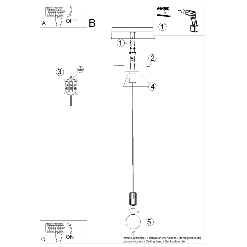 Ljuskrona med textilsladd HALO 1xG9/8W/230V diameter 12 cm röd