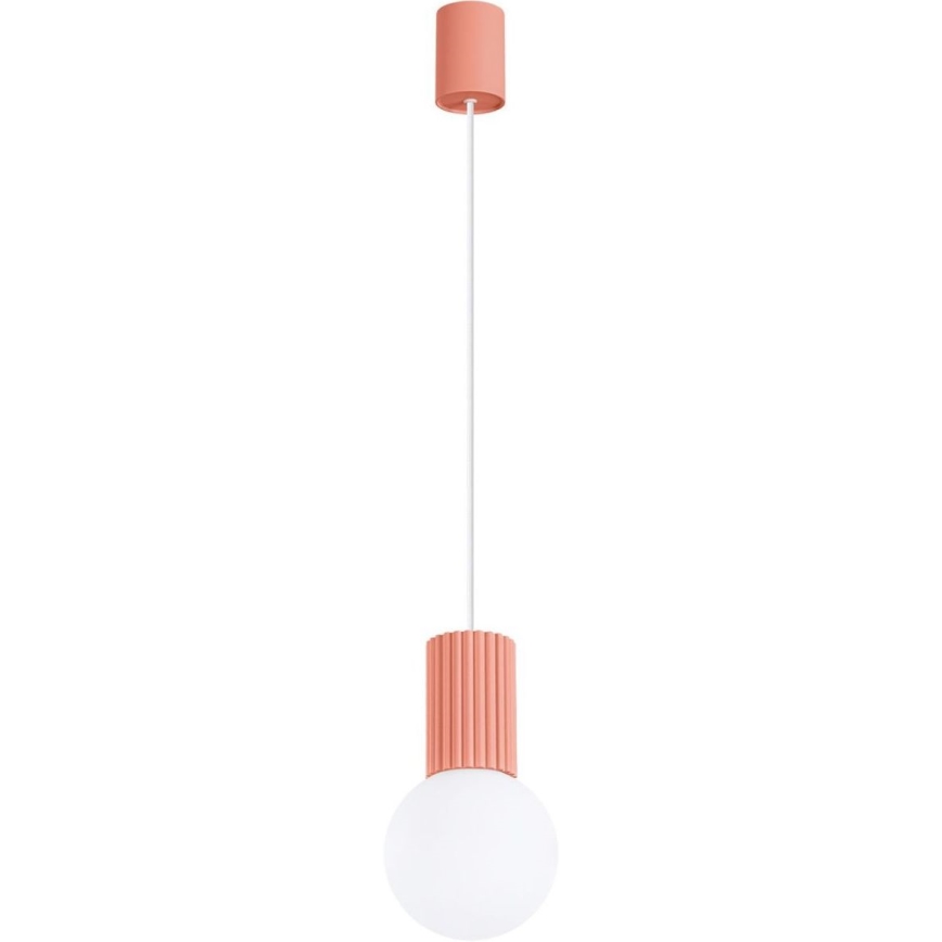 Ljuskrona med textilsladd HALO 1xG9/8W/230V diameter 12 cm rosa