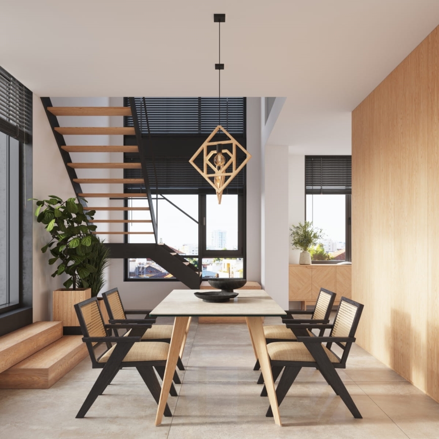 Ljuskrona med textilsladd CARO 1xE27/15W/230V bok